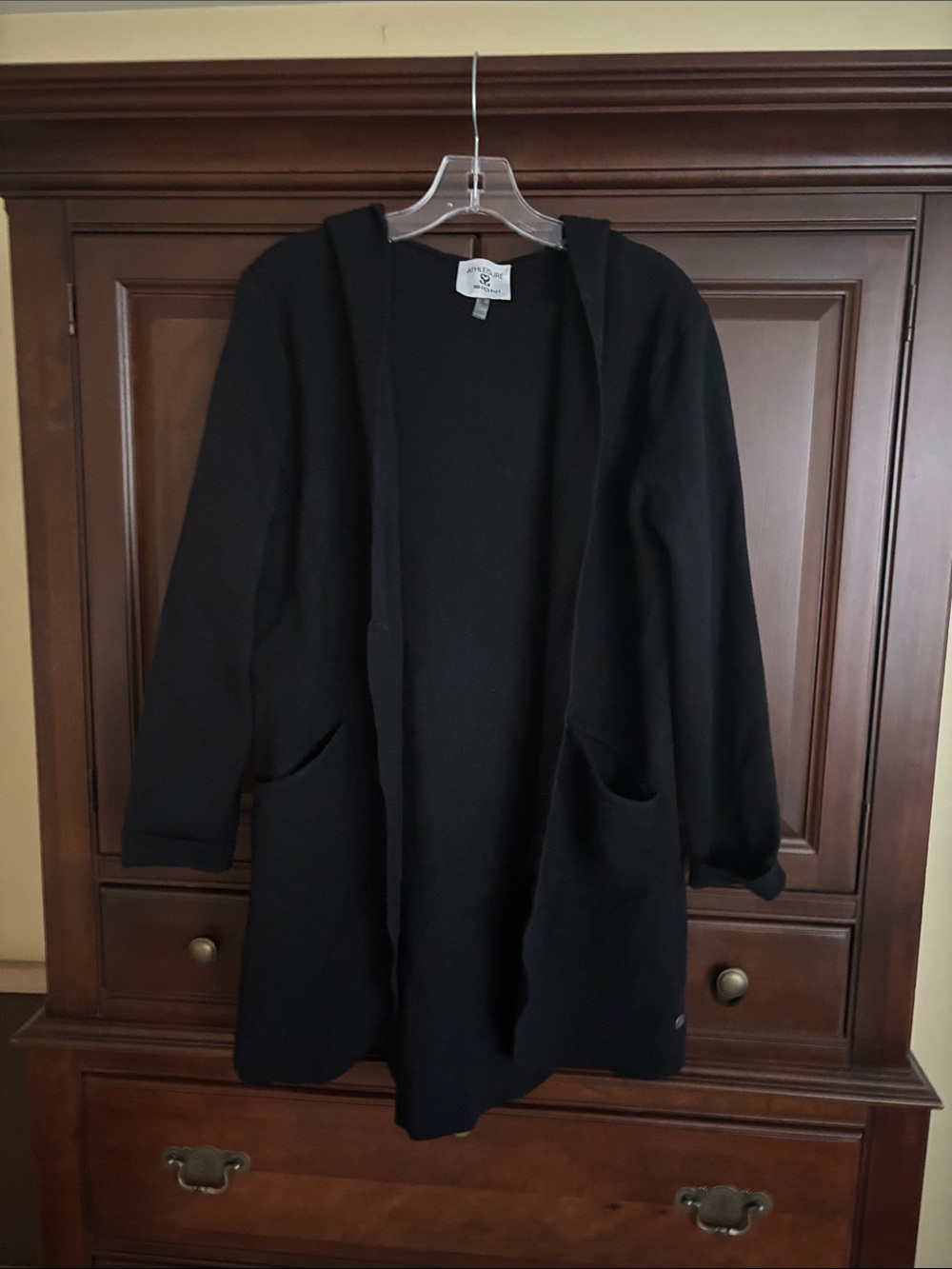 Sioni Black Athleisure Open-Front Cardigan